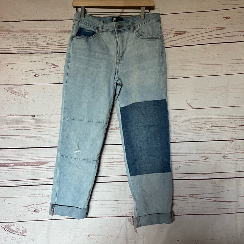 Gap Girlfriend Distressed Patchwork Ankle Jeans B… - image 1